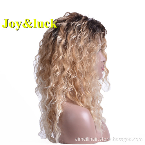 Ladies Wholesale Prices Wig Daily Or Party Side Part Natural Short Curly Black Ombre Blonde Water Wave Synthetic Women Hair Wigs